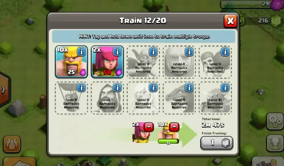 Clash of Clans Evolution in Troop Training